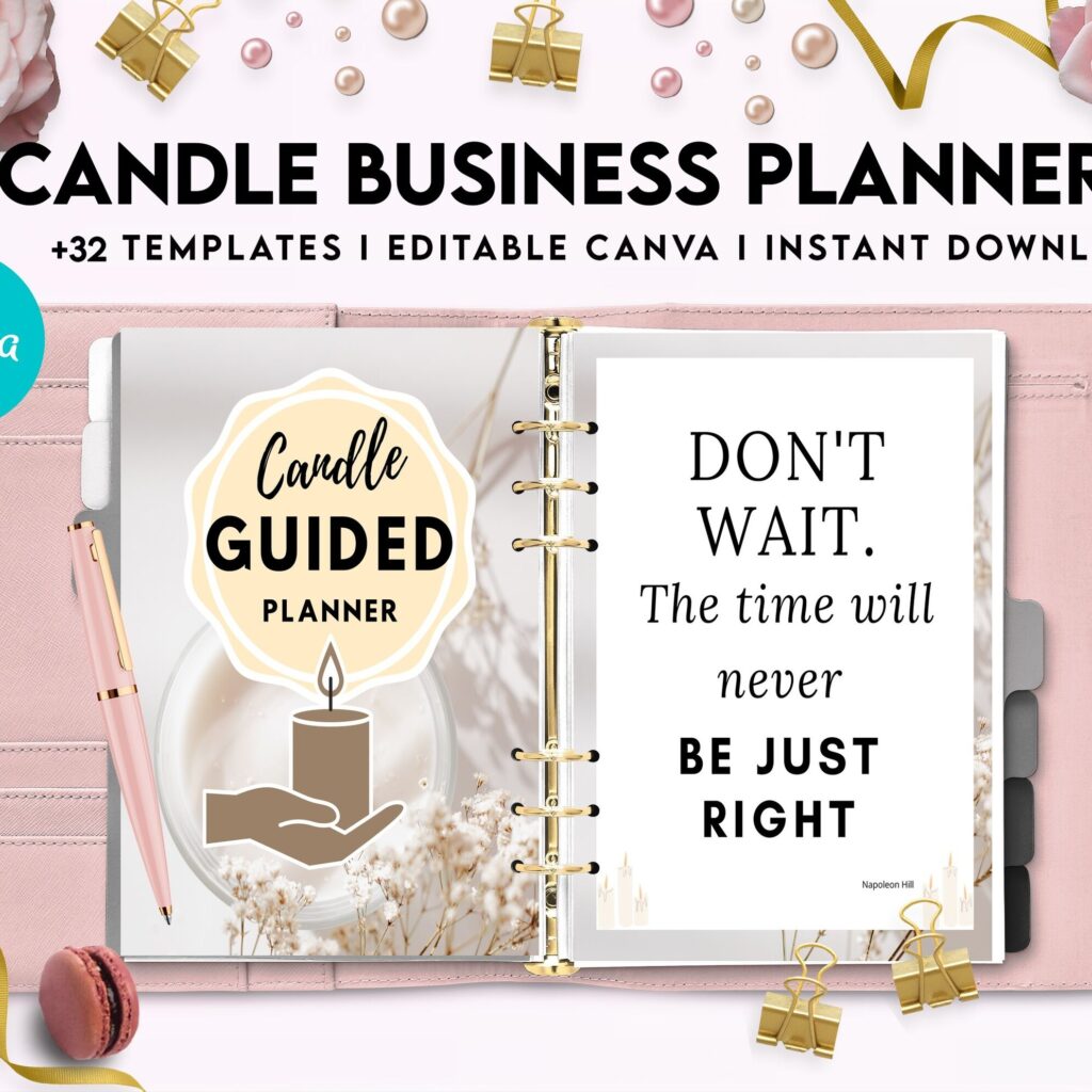 Candle Business Planner, Order form, Invoice, Tracker, 32 pages Canva Editable Templates, Kdp interior