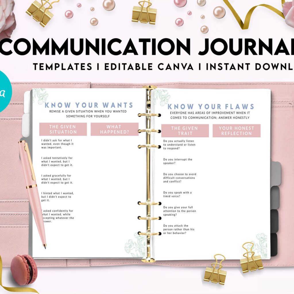 Communication Journal, DBT Interpersonal Effectiveness, Mental Health Editable Templates, Therapy Worksheets, Canva Editable Templates, Kdp interior