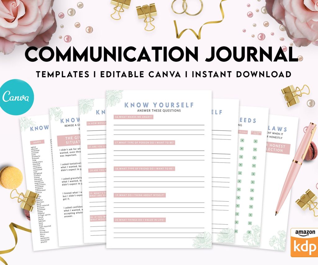 Communication Journal, DBT Interpersonal Effectiveness, Mental Health Editable Templates, Therapy Worksheets, Canva Editable Templates, Kdp interior