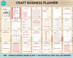 Craft Business Planner Template, Order form, Invoice, Tracker , Canva Editable Templates, Kdp interior, Binder journal