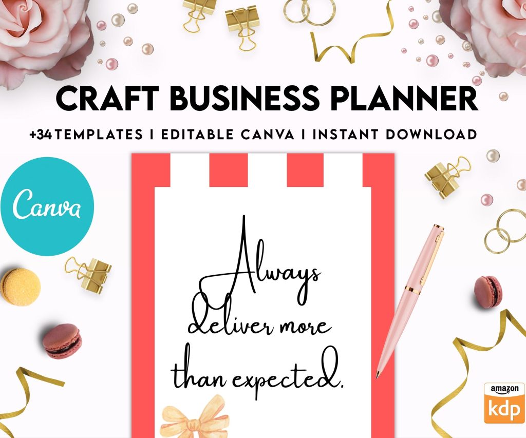 Craft Business Planner Template, Order form, Invoice, Tracker , Canva Editable Templates, Kdp interior, Binder journal