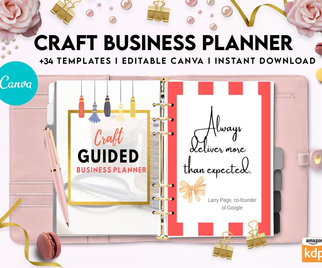 Craft Business Planner Template, Order form, Invoice, Tracker , Canva Editable Templates, Kdp interior, Binder journal