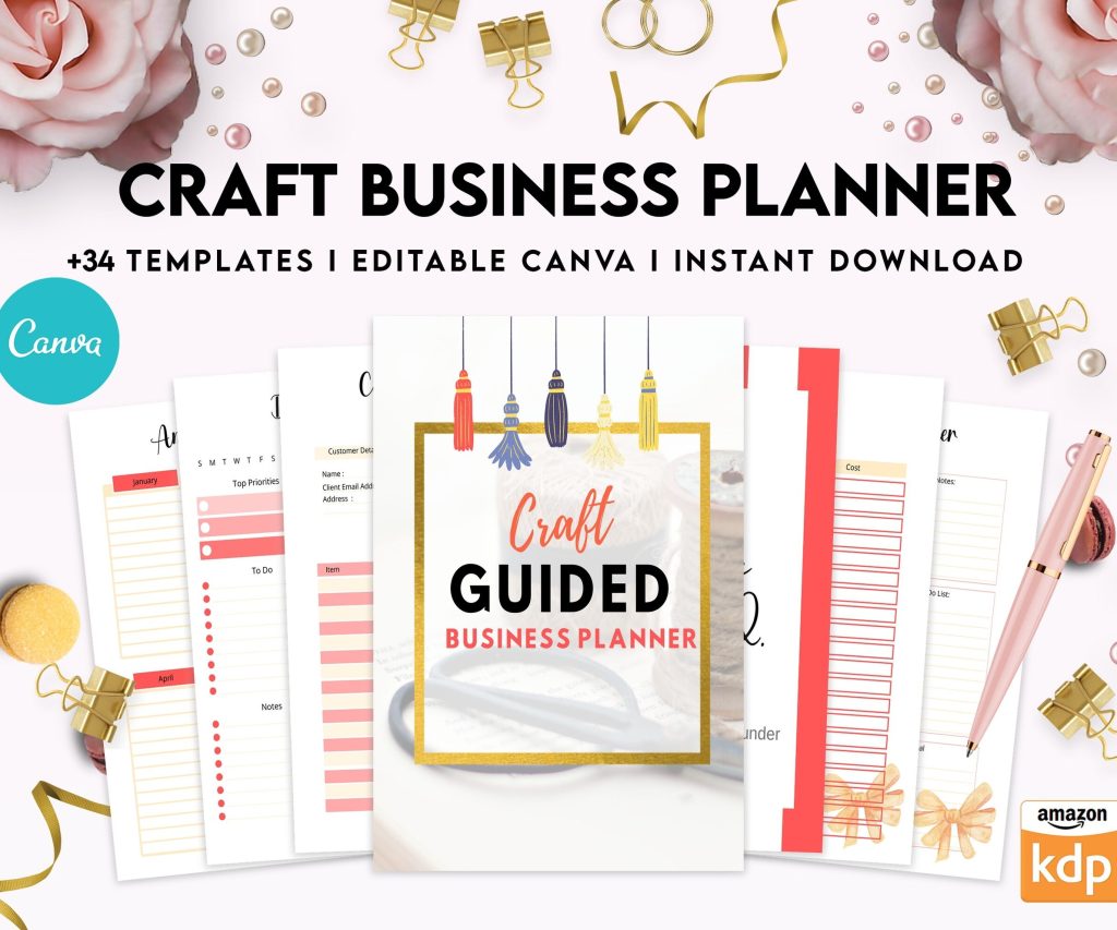 Craft Business Planner Template, Order form, Invoice, Tracker , Canva Editable Templates, Kdp interior, Binder journal