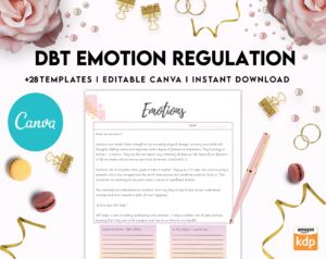 DBT Emotion Regulation Planner | Dialectical Behavioural Therapy, Emotion Regulation, Canva Editable Templates, Kdp interior