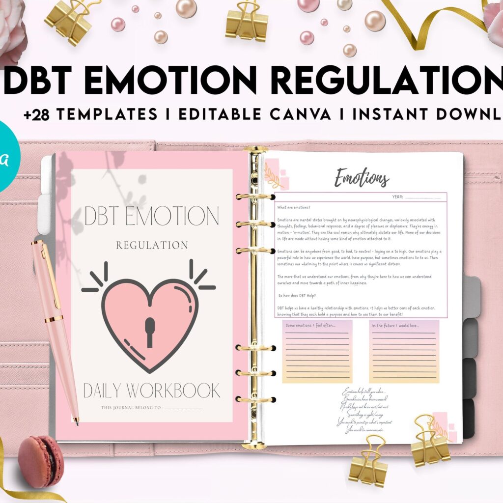DBT Emotion Regulation Planner | Dialectical Behavioural Therapy, Emotion Regulation, Canva Editable Templates, Kdp interior