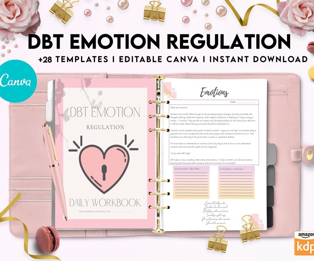 DBT Emotion Regulation Planner | Dialectical Behavioural Therapy, Emotion Regulation, Canva Editable Templates, Kdp interior
