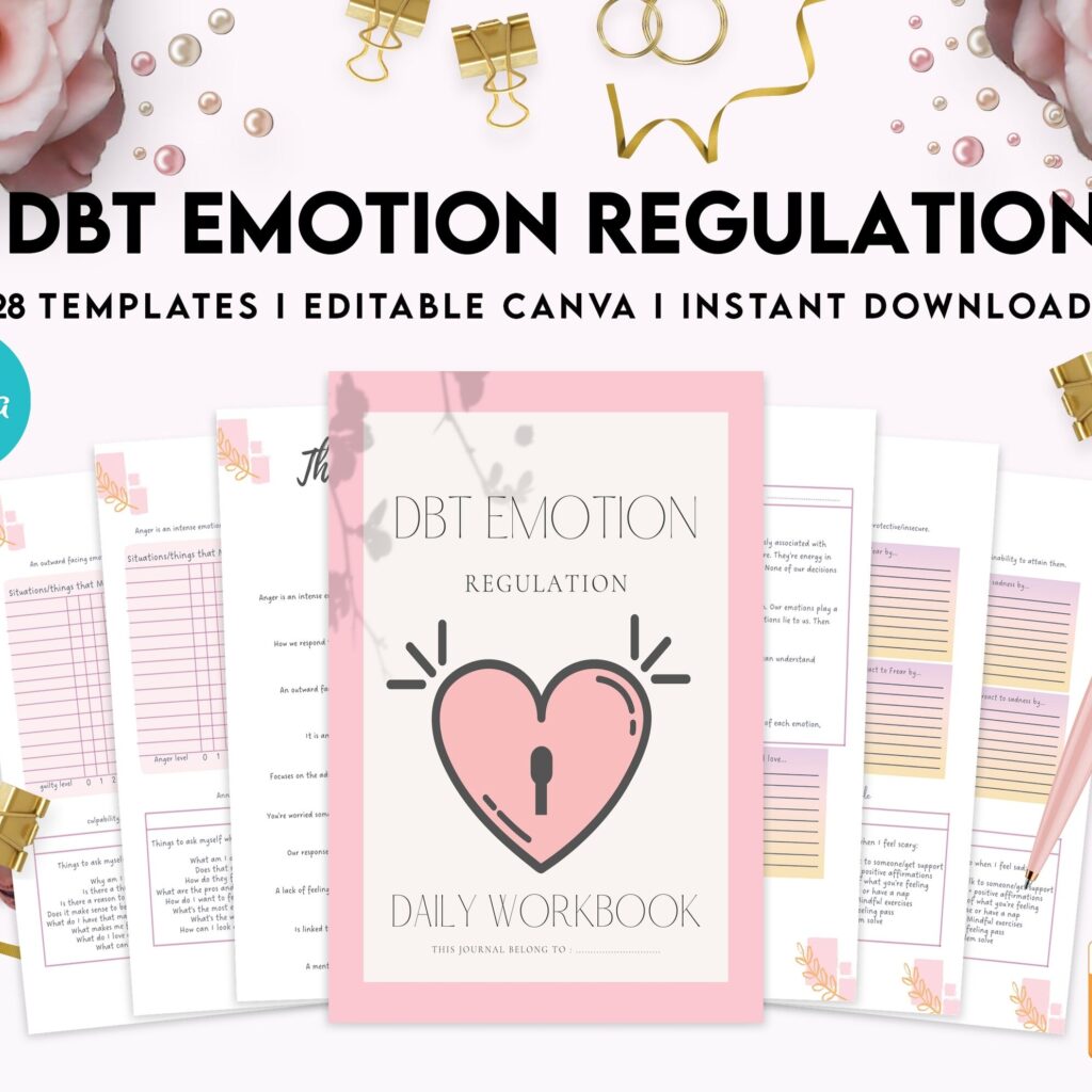 DBT Emotion Regulation Planner | Dialectical Behavioural Therapy, Emotion Regulation, Canva Editable Templates, Kdp interior