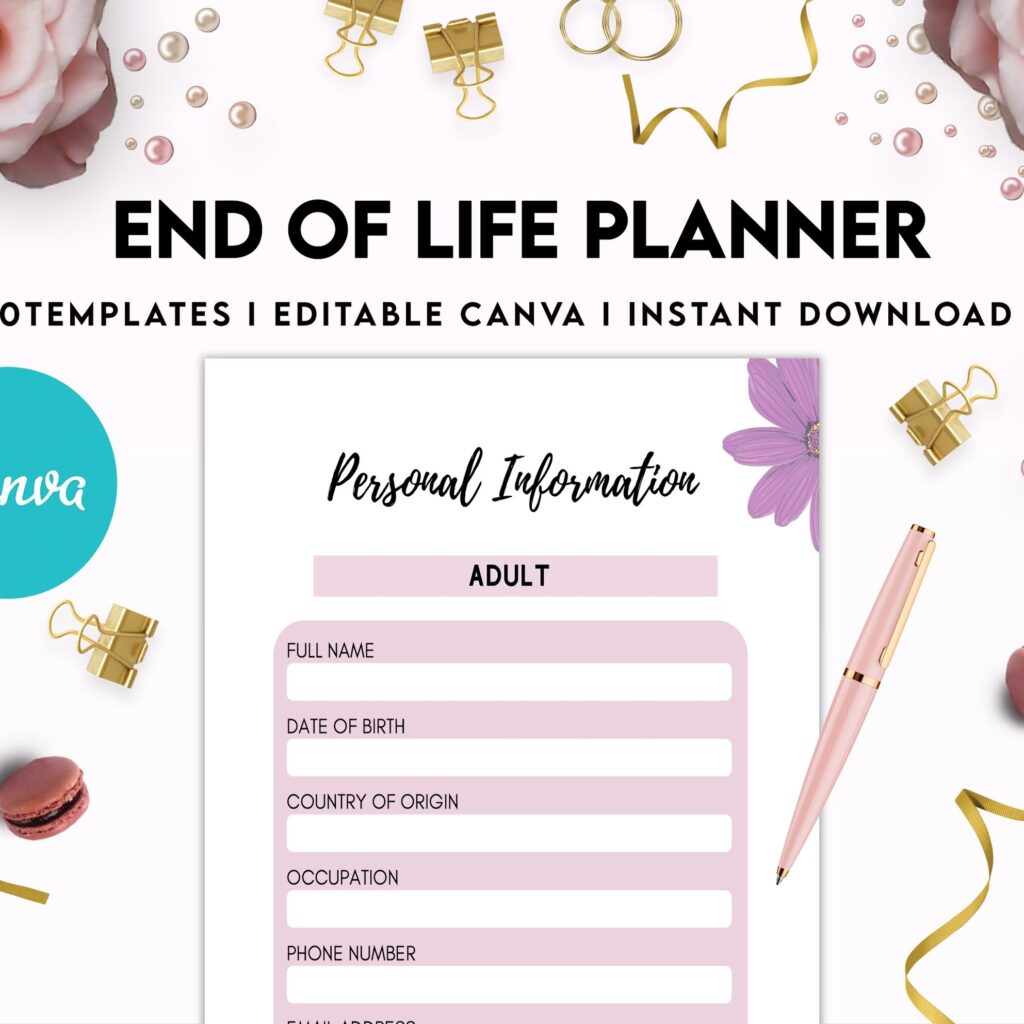 End Of Life Planner Final Wishes Planner What If Emergency Binder Editable Templates Legacy Planner Funeral Planner Estate Planning Organizer, Canva Editable Templates, Kdp interior