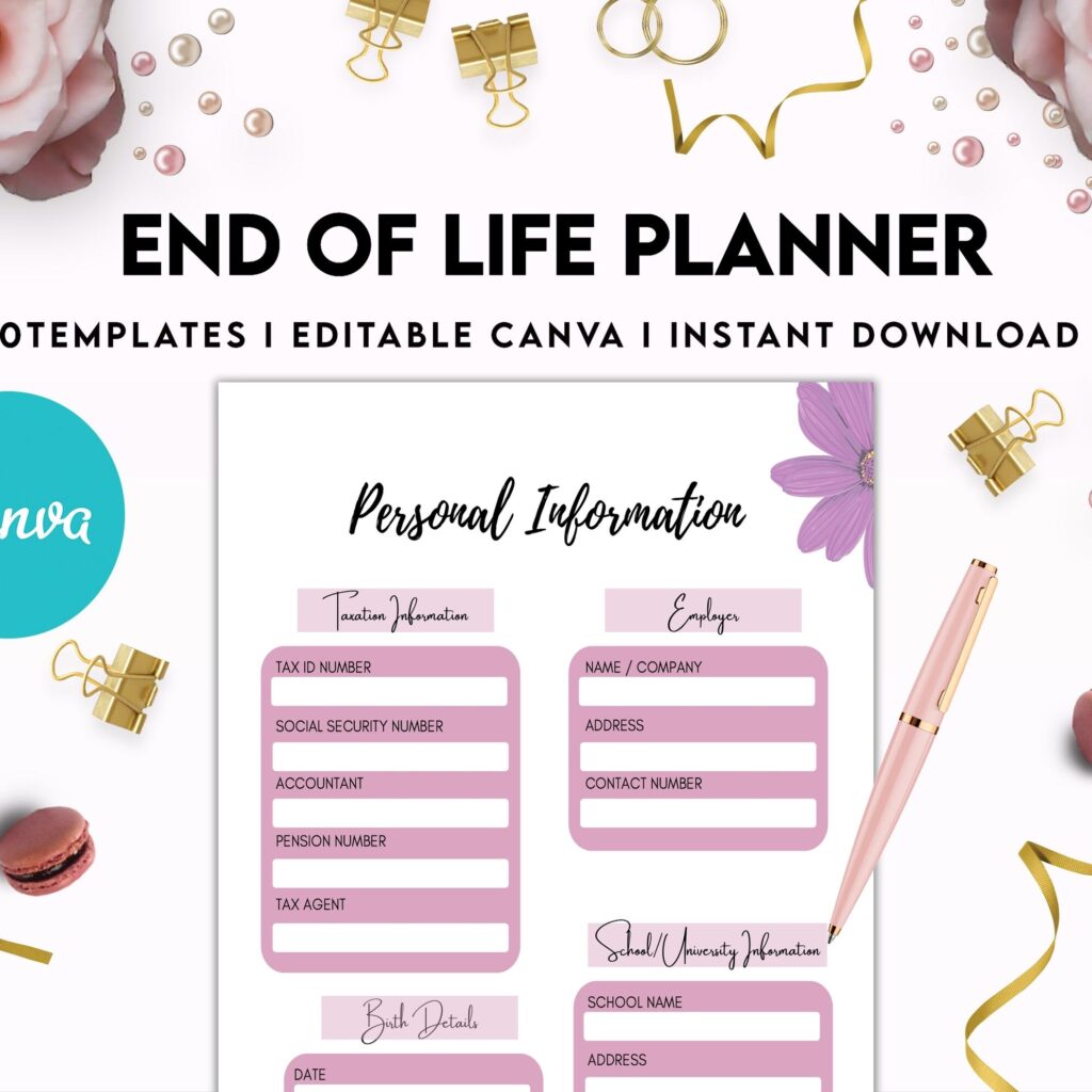 End Of Life Planner Final Wishes Planner What If Emergency Binder Editable Templates Legacy Planner Funeral Planner Estate Planning Organizer, Canva Editable Templates, Kdp interior