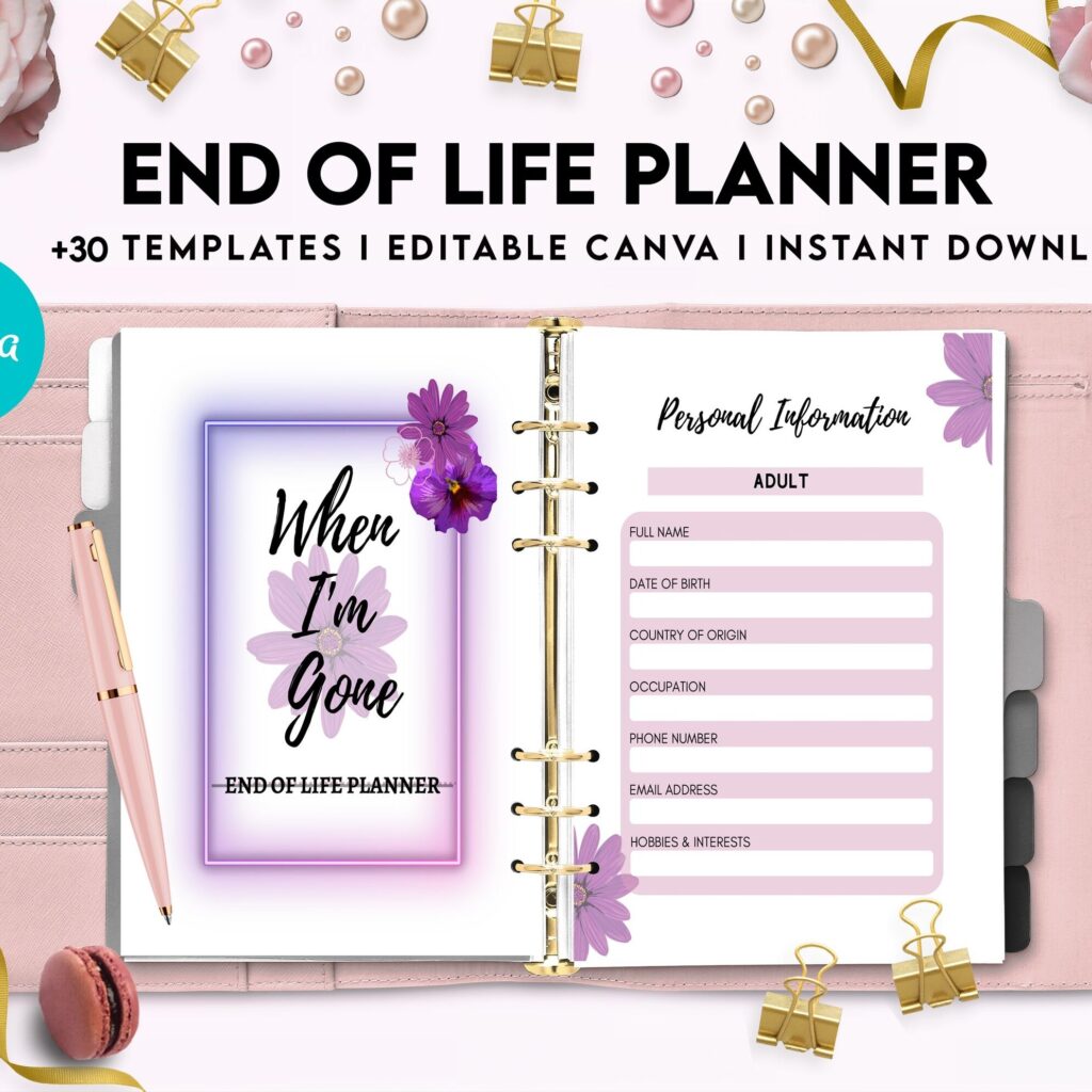 End Of Life Planner Final Wishes Planner What If Emergency Binder Editable Templates Legacy Planner Funeral Planner Estate Planning Organizer, Canva Editable Templates, Kdp interior