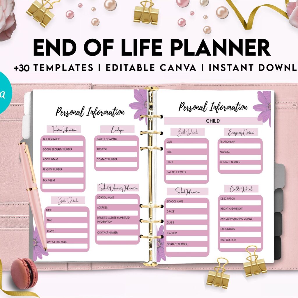 End Of Life Planner Final Wishes Planner What If Emergency Binder Editable Templates Legacy Planner Funeral Planner Estate Planning Organizer, Canva Editable Templates, Kdp interior