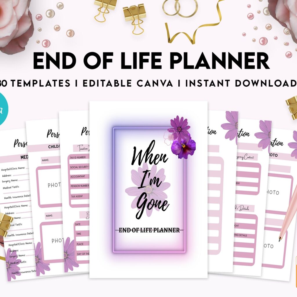 End Of Life Planner Final Wishes Planner What If Emergency Binder Editable Templates Legacy Planner Funeral Planner Estate Planning Organizer, Canva Editable Templates, Kdp interior