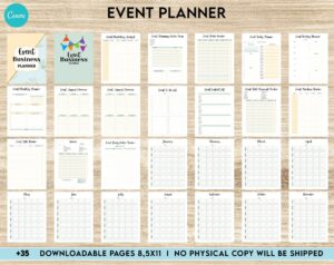 Event Planning Business Planner, Order form, Invoice, Tracker... , 35 pages Canva Editable Templates, Kdp interior, Binder journal