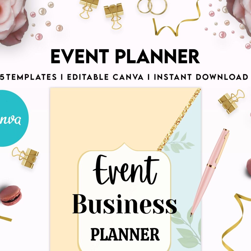 Event Planning Business Planner, Order form, Invoice, Tracker… , 35 pages Canva Editable Templates, Kdp interior, Binder journal