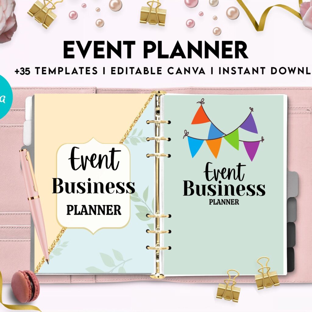 Event Planning Business Planner, Order form, Invoice, Tracker… , 35 pages Canva Editable Templates, Kdp interior, Binder journal