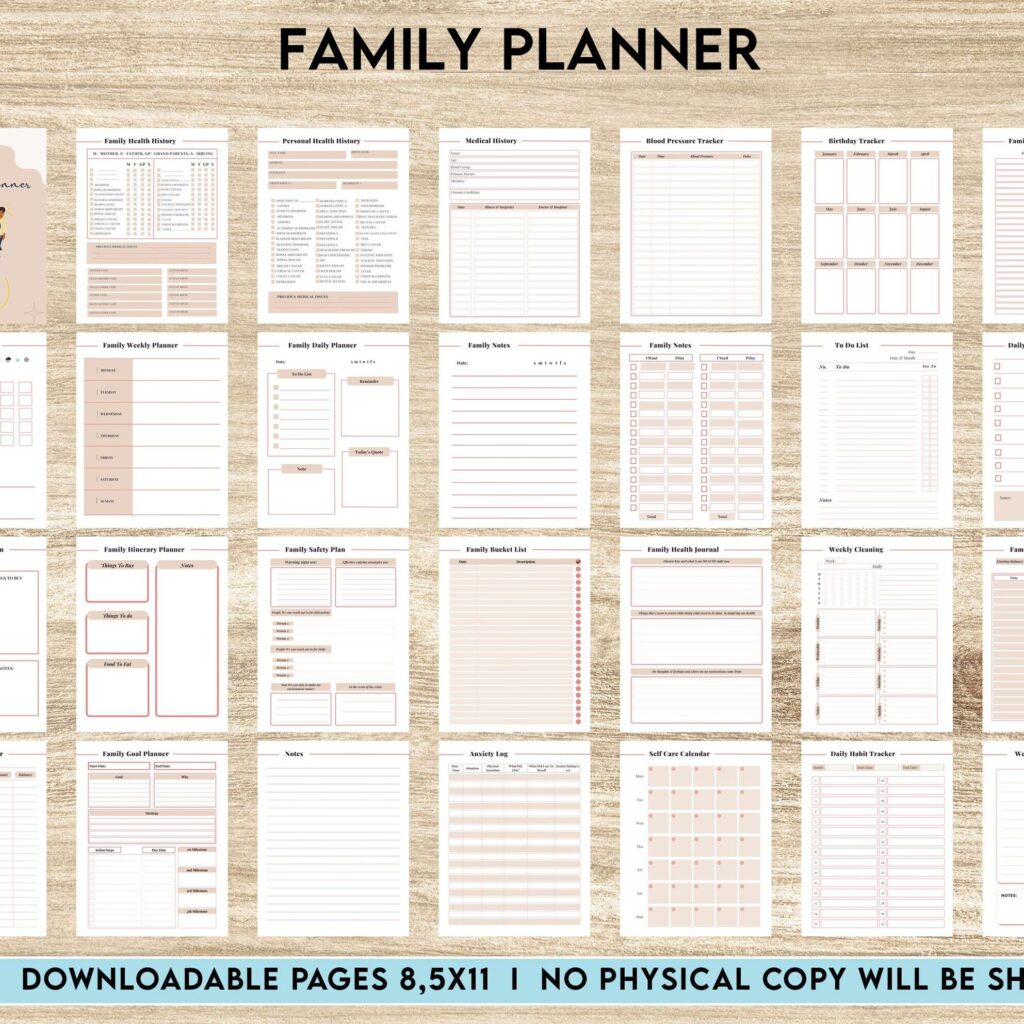 Family Health History, Personal Health History, Medical Record Tracker, Medical Appointment Tracker, Physician Form template, Canva Editable Templates, Kdp interior