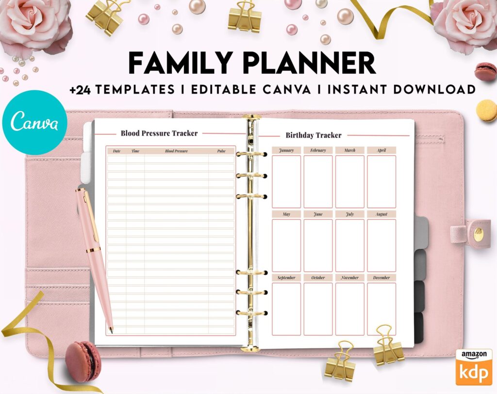 Family Health History, Personal Health History, Medical Record Tracker, Medical Appointment Tracker, Physician Form template, Canva Editable Templates, Kdp interior