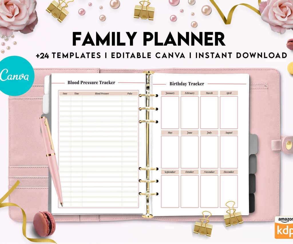 Family Health History, Personal Health History, Medical Record Tracker, Medical Appointment Tracker, Physician Form template, Canva Editable Templates, Kdp interior