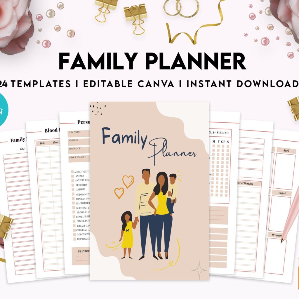 Family Health History, Personal Health History, Medical Record Tracker, Medical Appointment Tracker, Physician Form template, Canva Editable Templates, Kdp interior