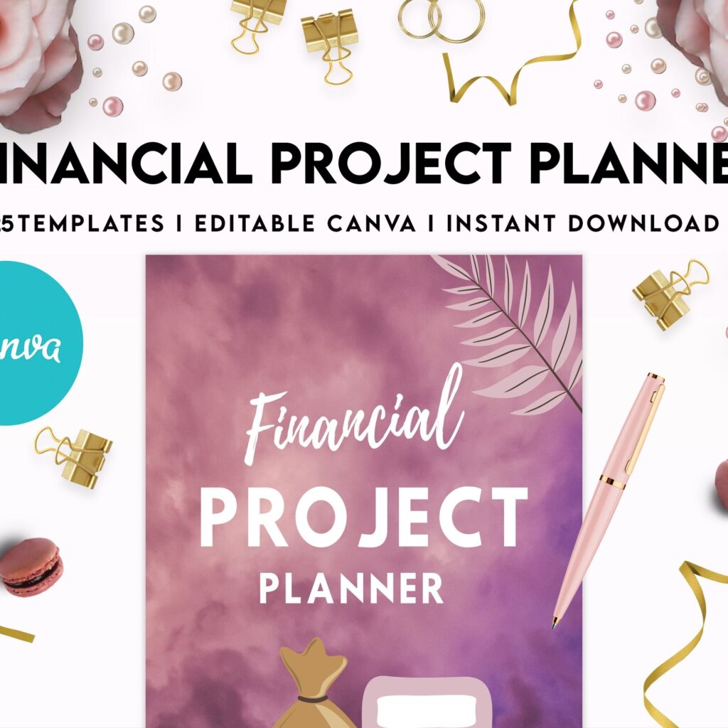 Financial Project Planner | Editable Templates Budget Planner| Finance Savings Tracker Binder| Monthly Debt| Bill Tracker| Expenses Tracker, Canva Editable Templates, Kdp interior