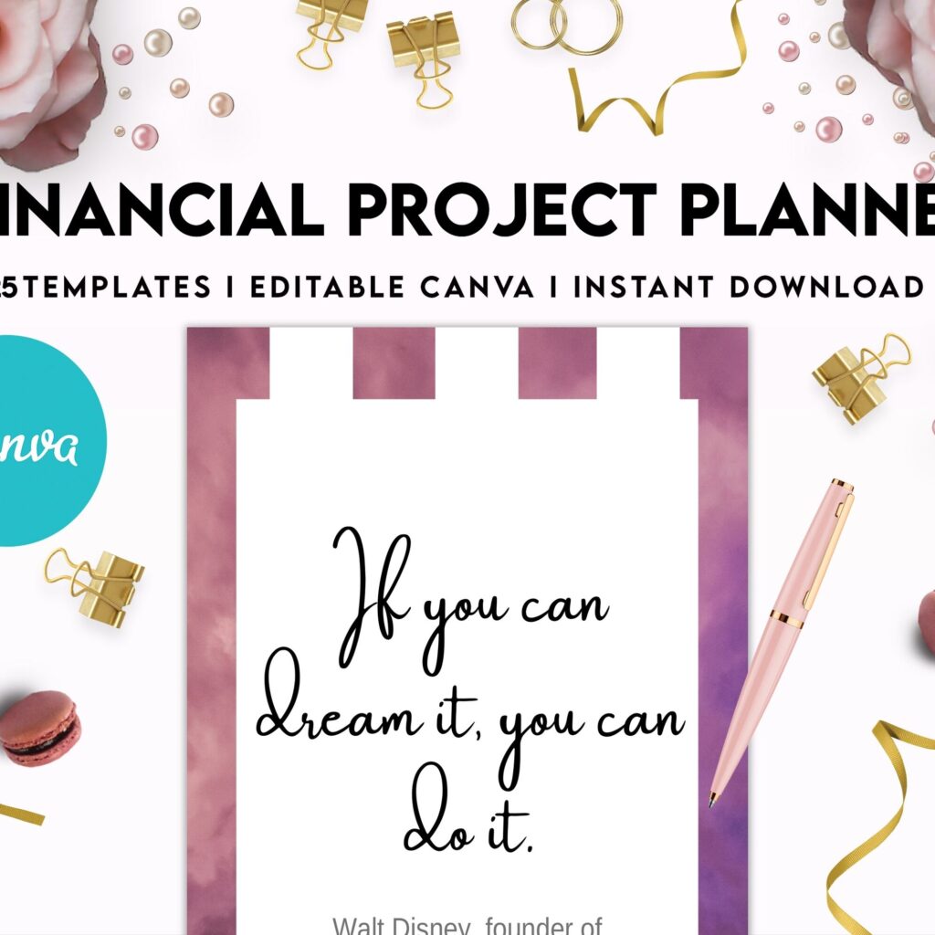 Financial Project Planner | Editable Templates Budget Planner| Finance Savings Tracker Binder| Monthly Debt| Bill Tracker| Expenses Tracker, Canva Editable Templates, Kdp interior
