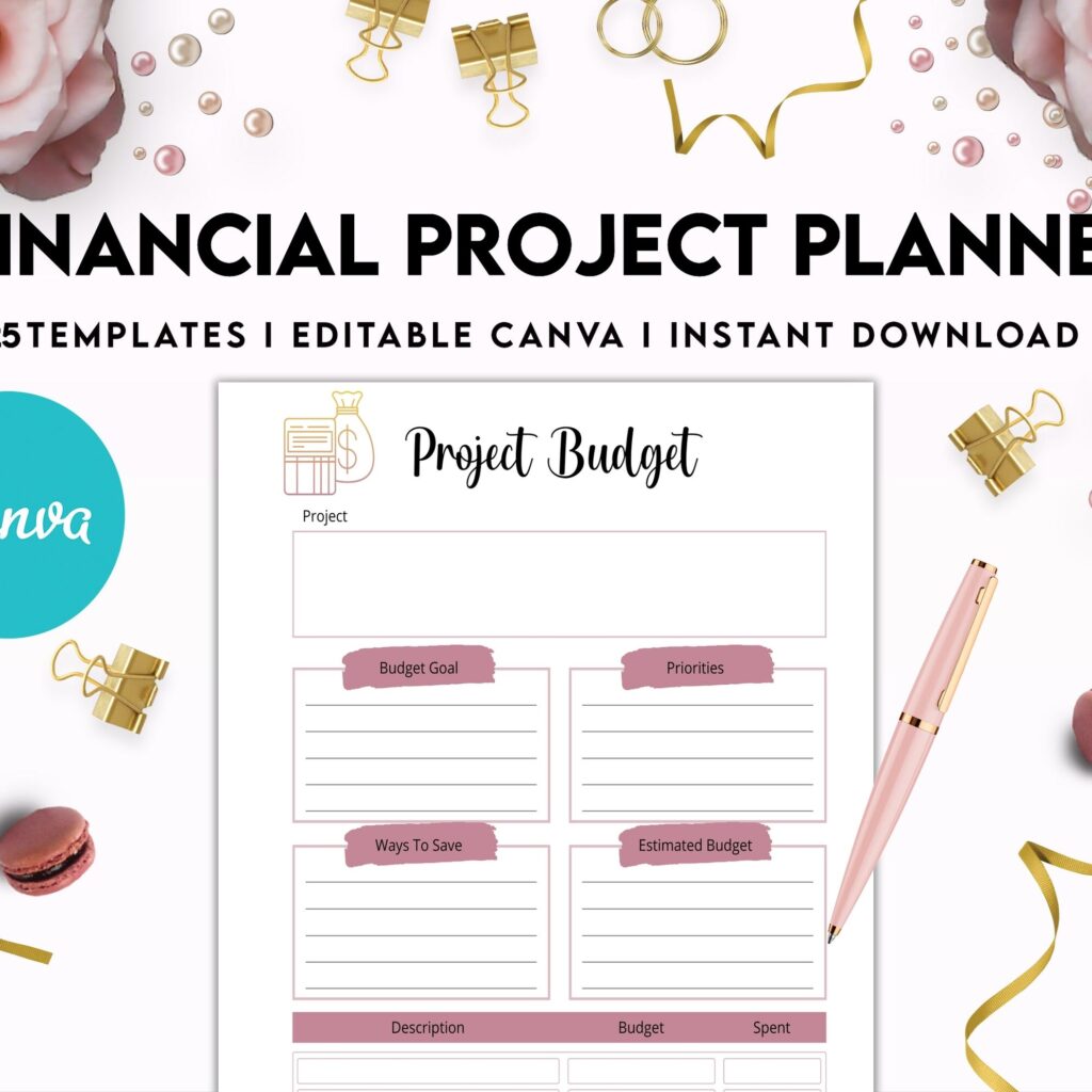 Financial Project Planner | Editable Templates Budget Planner| Finance Savings Tracker Binder| Monthly Debt| Bill Tracker| Expenses Tracker, Canva Editable Templates, Kdp interior
