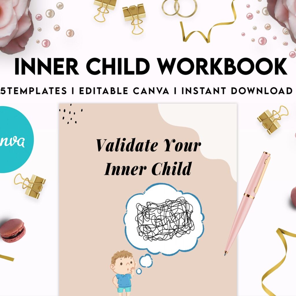 Inner Child Shadow Work, Journal Prompts, Editable Templates Workbook Mental Health, Editable Templates Journal Pages, Canva Editable Templates, Kdp interior