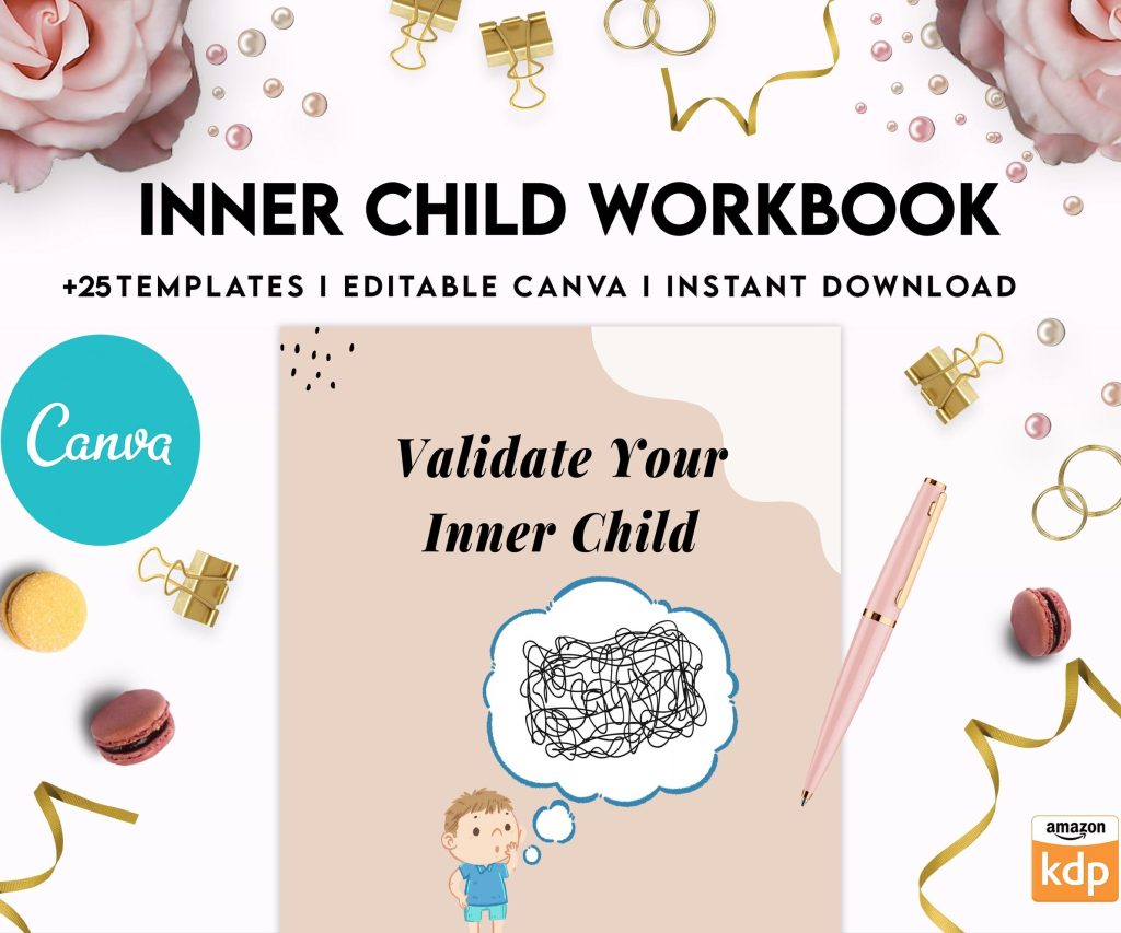 Inner Child Shadow Work, Journal Prompts, Editable Templates Workbook Mental Health, Editable Templates Journal Pages, Canva Editable Templates, Kdp interior