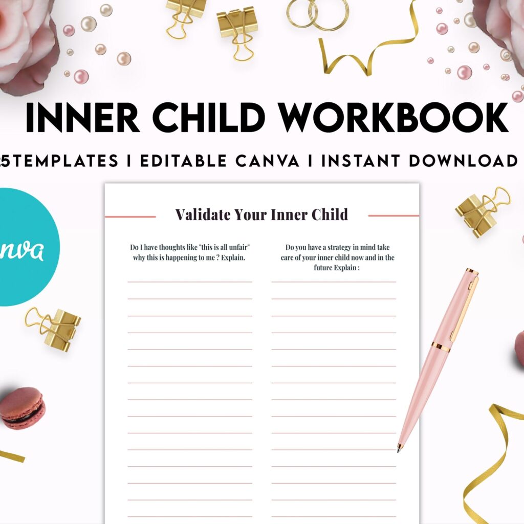 Inner Child Shadow Work, Journal Prompts, Editable Templates Workbook Mental Health, Editable Templates Journal Pages, Canva Editable Templates, Kdp interior