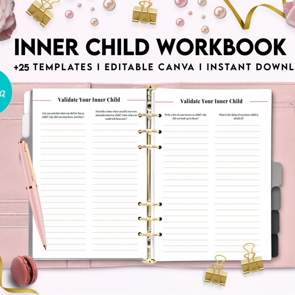 Inner Child Shadow Work, Journal Prompts, Editable Templates Workbook Mental Health, Editable Templates Journal Pages, Canva Editable Templates, Kdp interior