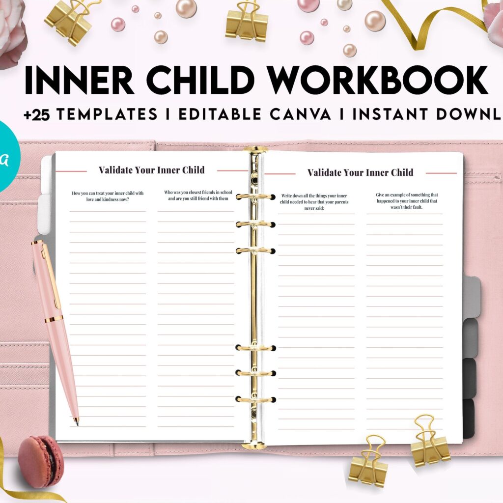 Inner Child Shadow Work, Journal Prompts, Editable Templates Workbook Mental Health, Editable Templates Journal Pages, Canva Editable Templates, Kdp interior
