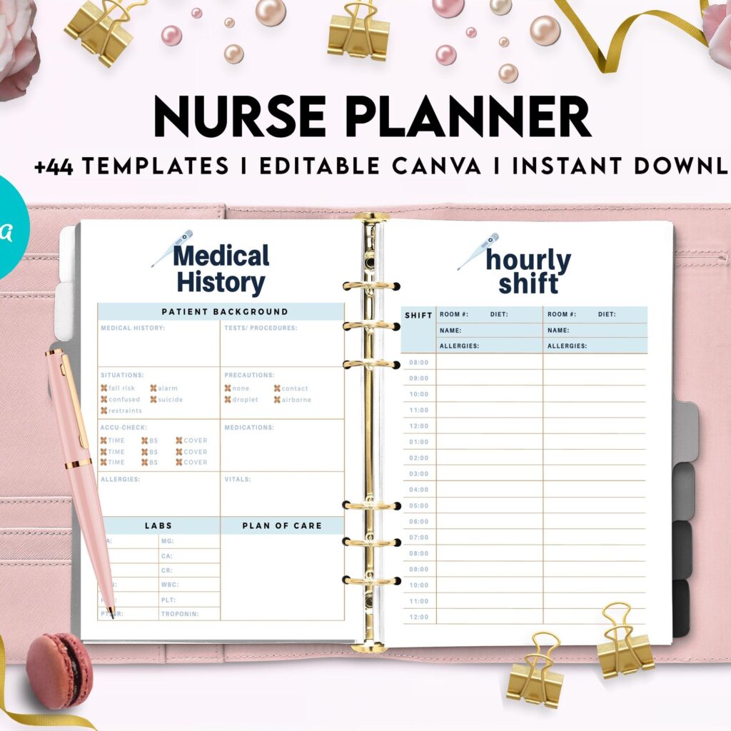 Nurse Planner, Nurse Practice journal, Nursing Student Planner, Nursing School Planner, Student Nurse, Medical Student Planner, Canva Editable Templates, Kdp interior