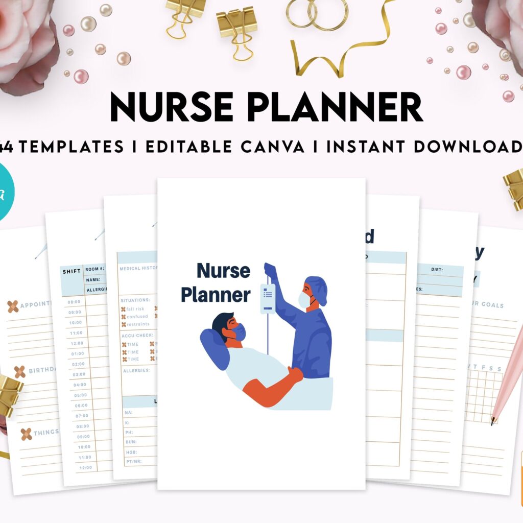 Nurse Planner, Nurse Practice journal, Nursing Student Planner, Nursing School Planner, Student Nurse, Medical Student Planner, Canva Editable Templates, Kdp interior