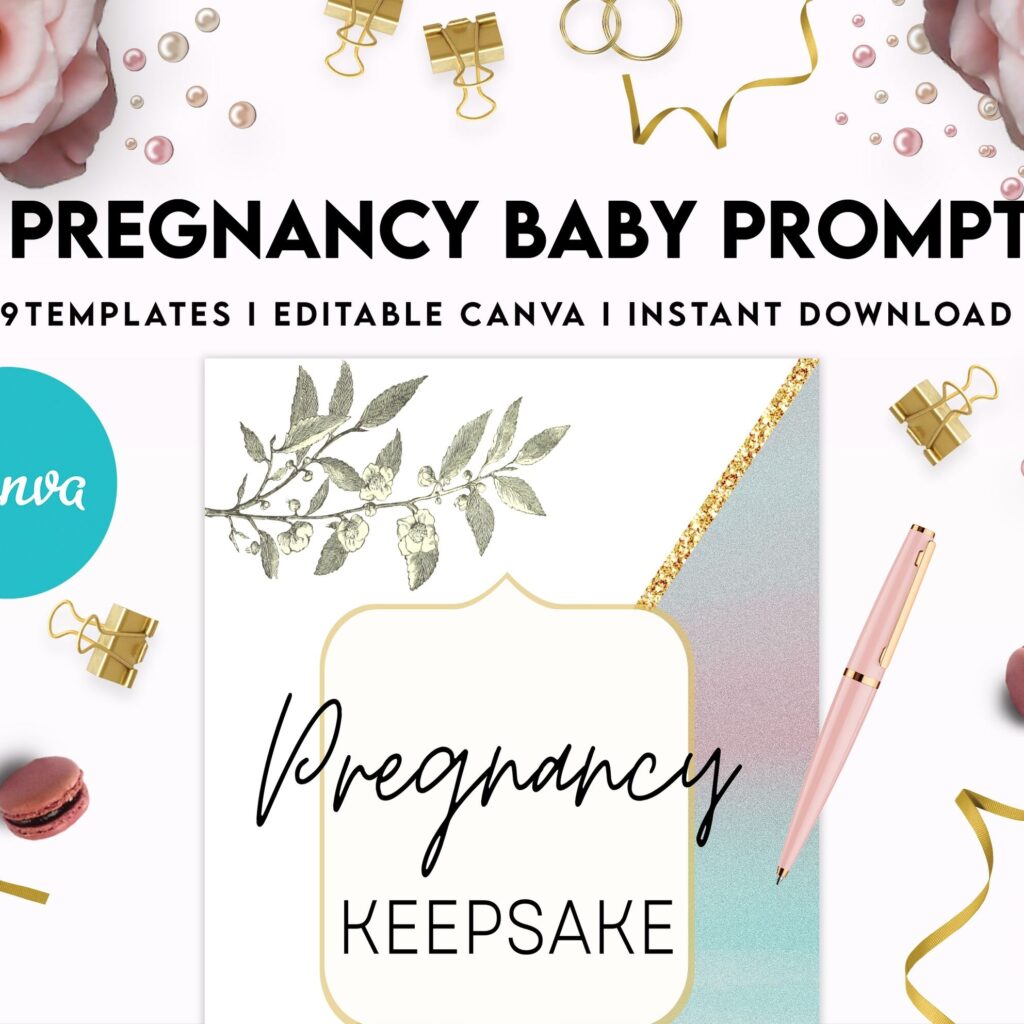 Baby & Pregnancy keepsake Promptly, baby gratitude, baby memories guided journal With Prompts, Canva Editable Templates, Kdp interior