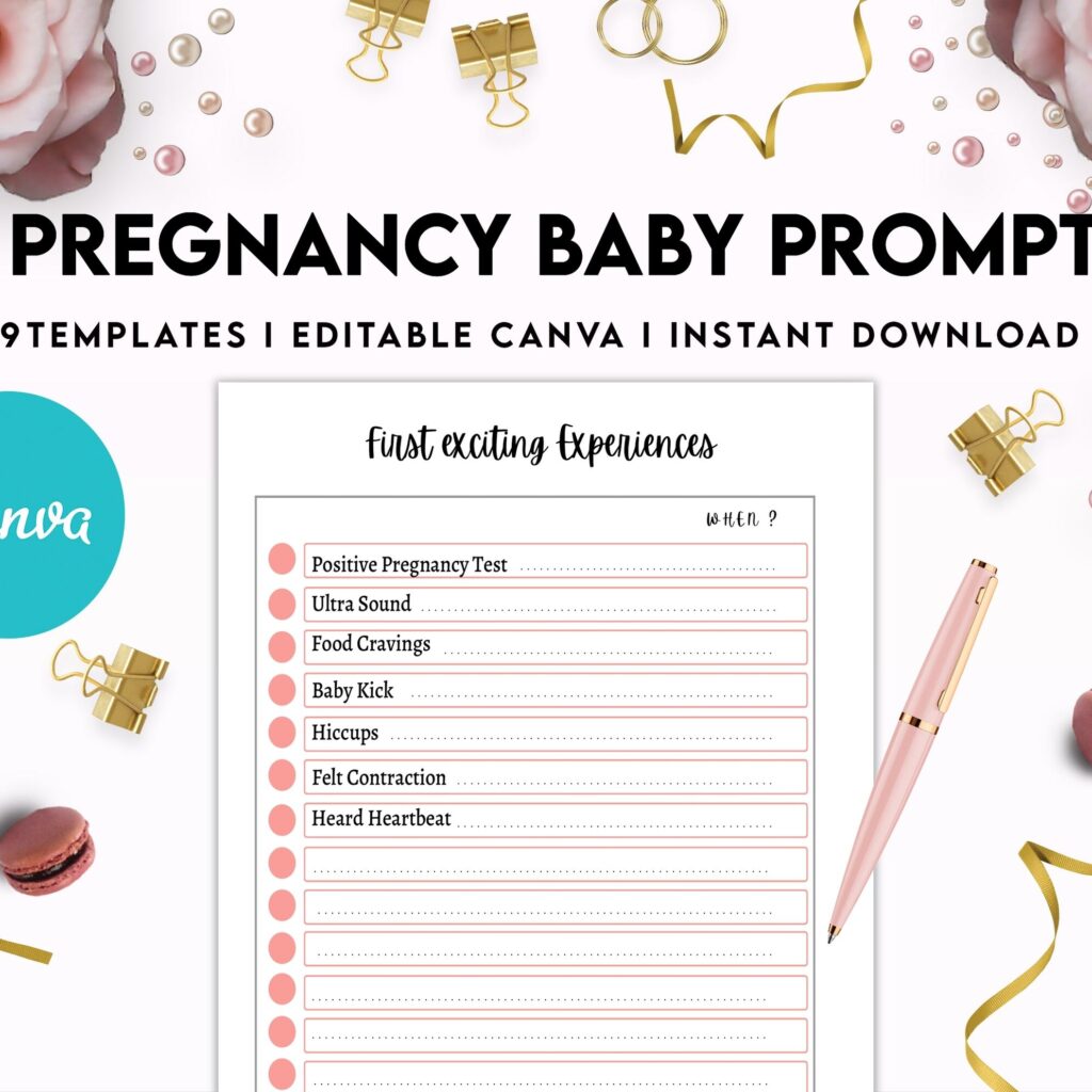 Baby & Pregnancy keepsake Promptly, baby gratitude, baby memories guided journal With Prompts, Canva Editable Templates, Kdp interior