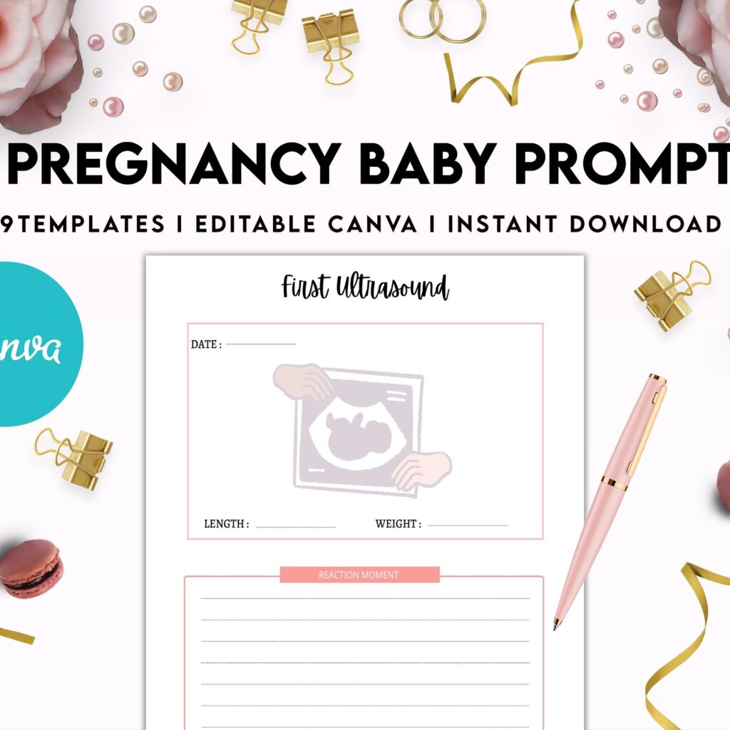 Baby & Pregnancy keepsake Promptly, baby gratitude, baby memories guided journal With Prompts, Canva Editable Templates, Kdp interior