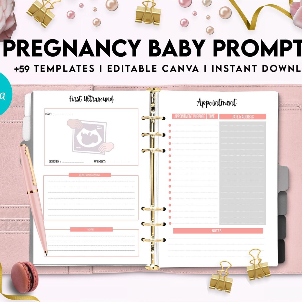 Baby & Pregnancy keepsake Promptly, baby gratitude, baby memories guided journal With Prompts, Canva Editable Templates, Kdp interior
