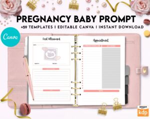 Pregnancy Baby Prompt editable canva templates