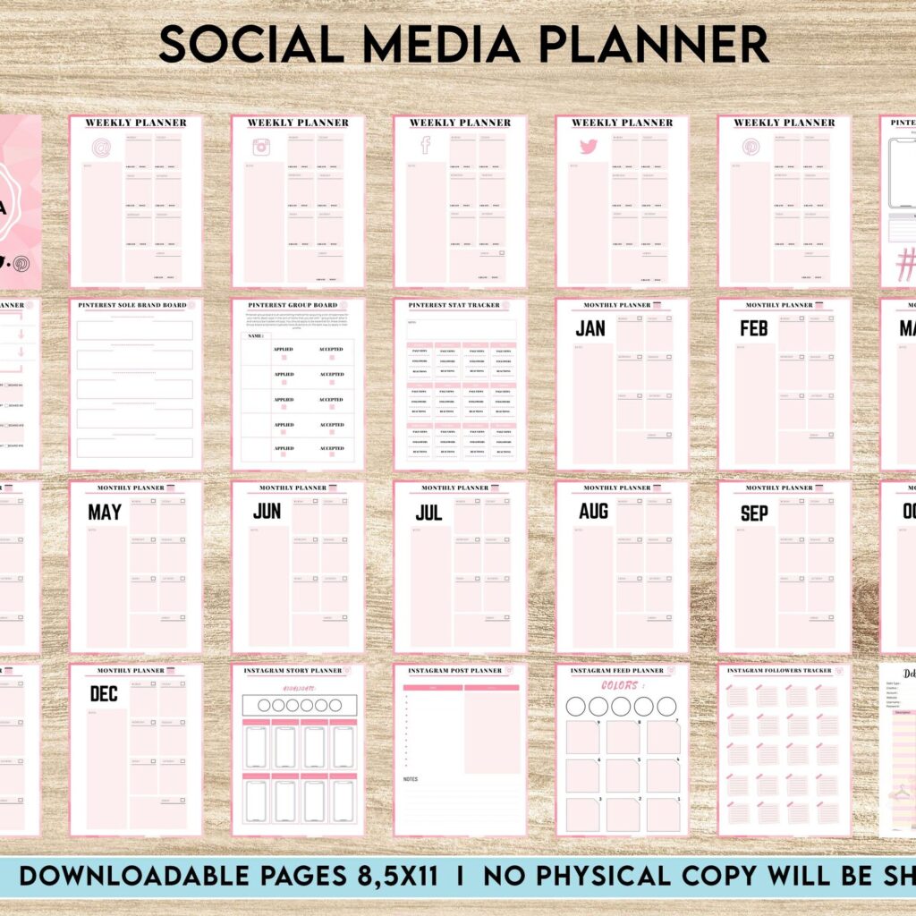 Social media planner, Social media journal, Weekly planner, Post planner, Stories Planner, feed Planner, Canva Editable Templates, Kdp interior