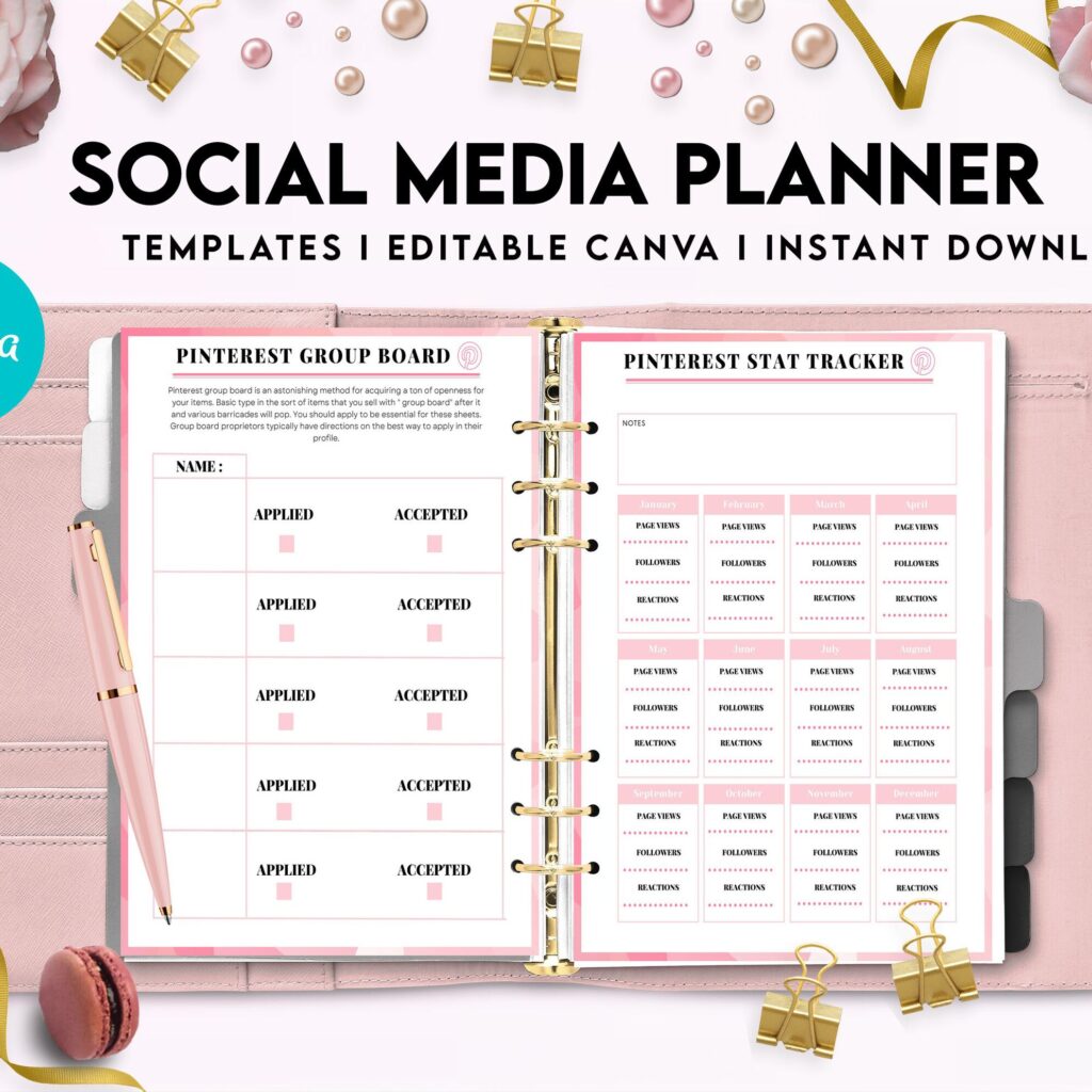 Social media planner, Social media journal, Weekly planner, Post planner, Stories Planner, feed Planner, Canva Editable Templates, Kdp interior