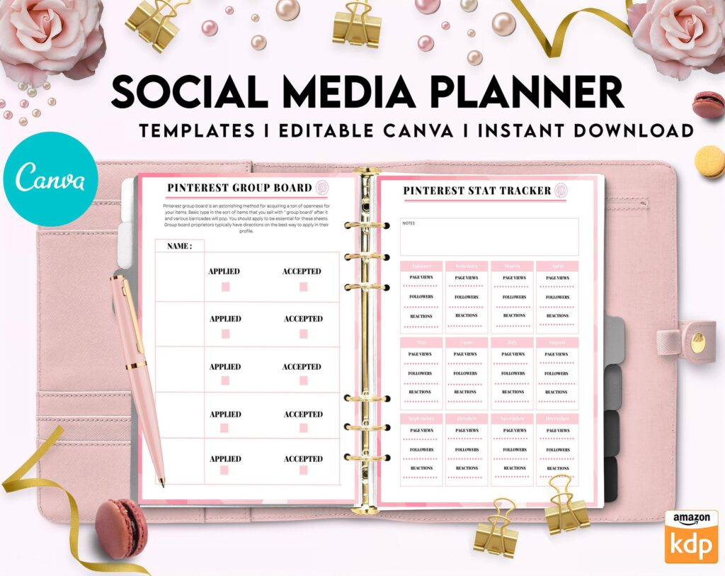 Social media planner, Social media journal, Weekly planner, Post planner, Stories Planner, feed Planner, Canva Editable Templates, Kdp interior
