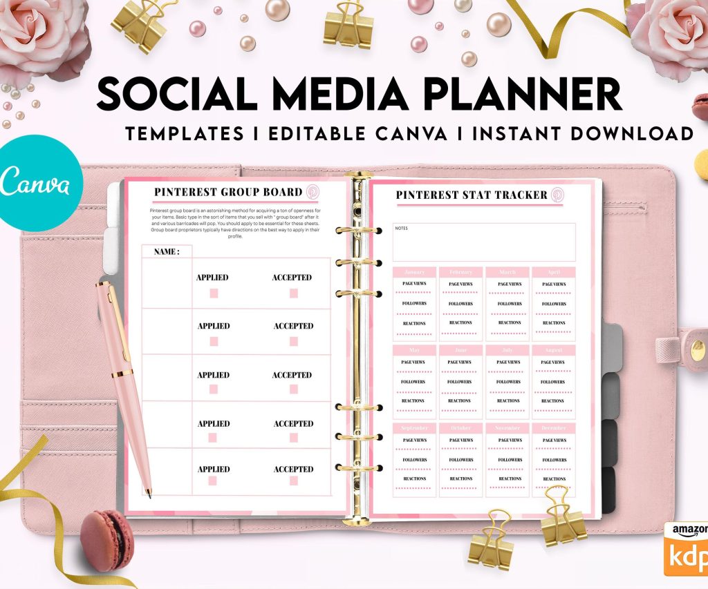 Social media planner, Social media journal, Weekly planner, Post planner, Stories Planner, feed Planner, Canva Editable Templates, Kdp interior