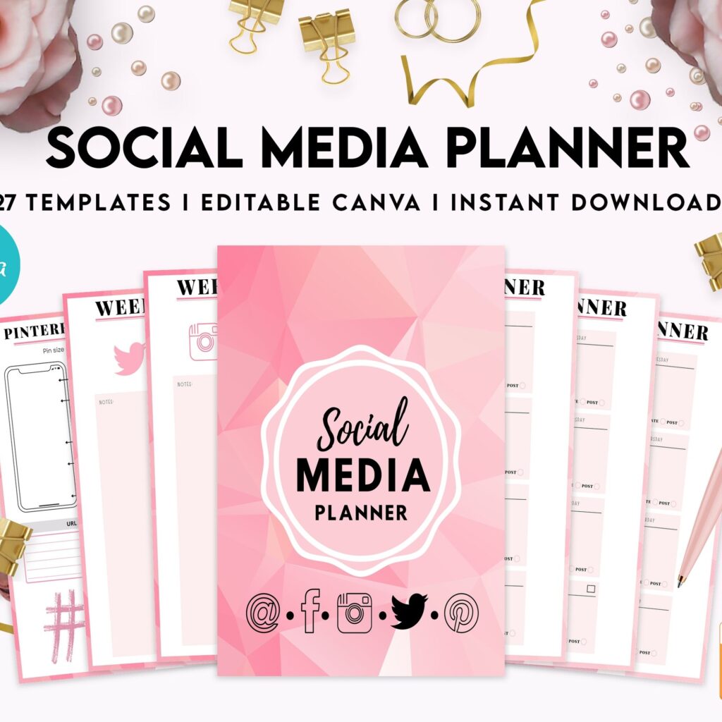 Social media planner, Social media journal, Weekly planner, Post planner, Stories Planner, feed Planner, Canva Editable Templates, Kdp interior