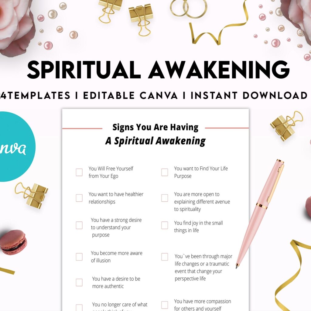 Editable Templates Spiritual Awakening Workbook for Self Discovery, Anxiety, Editable Templates Journalling Prompts, Canva Editable Templates, Kdp interior