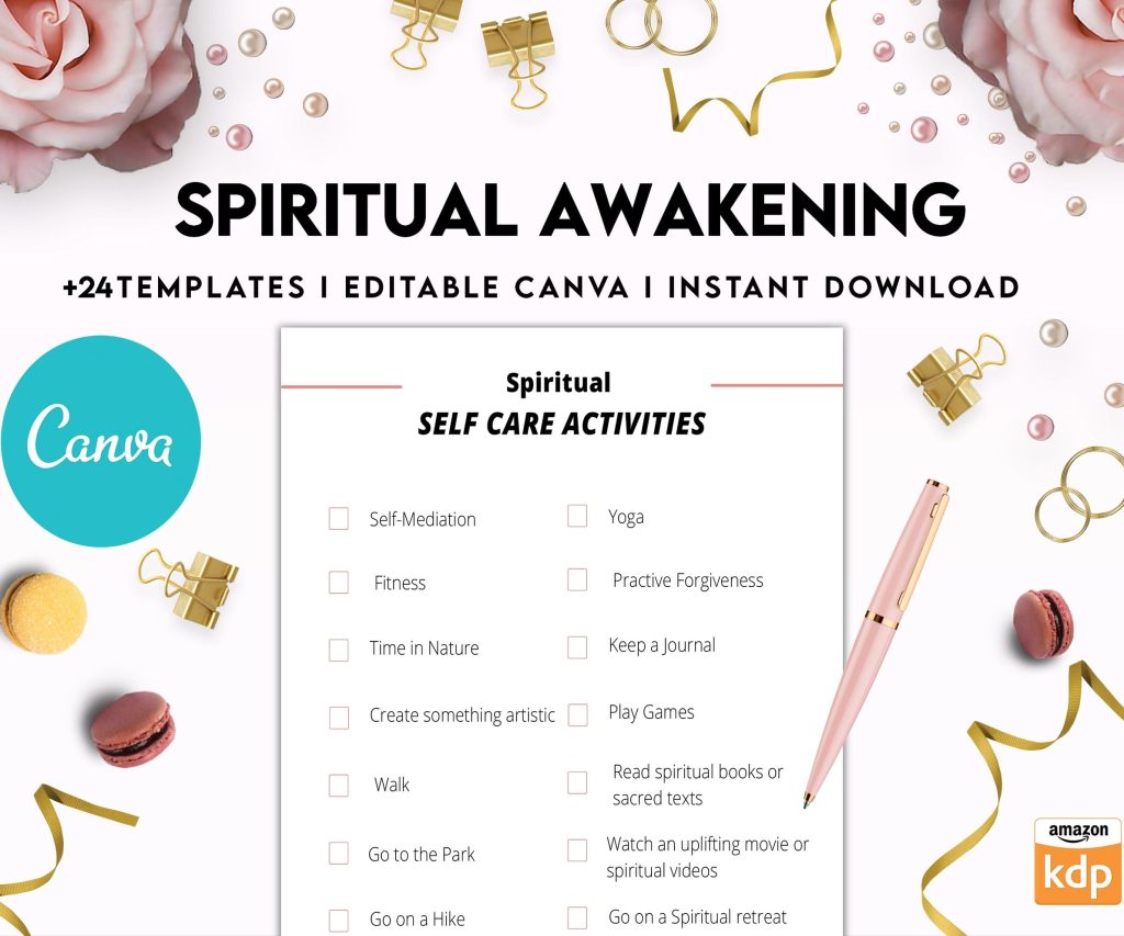 Editable Templates Spiritual Awakening Workbook for Self Discovery, Anxiety, Editable Templates Journalling Prompts, Canva Editable Templates, Kdp interior