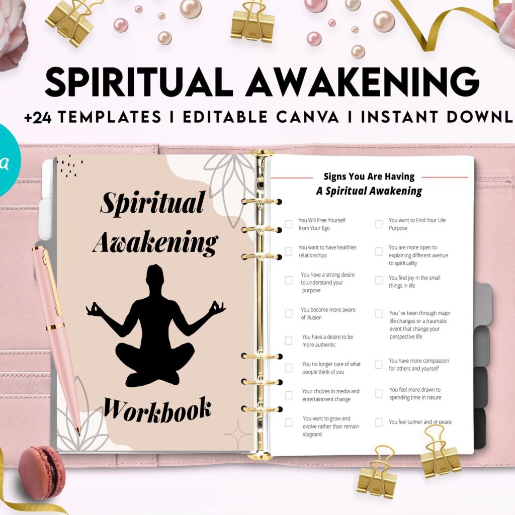 Editable Templates Spiritual Awakening Workbook for Self Discovery, Anxiety, Editable Templates Journalling Prompts, Canva Editable Templates, Kdp interior