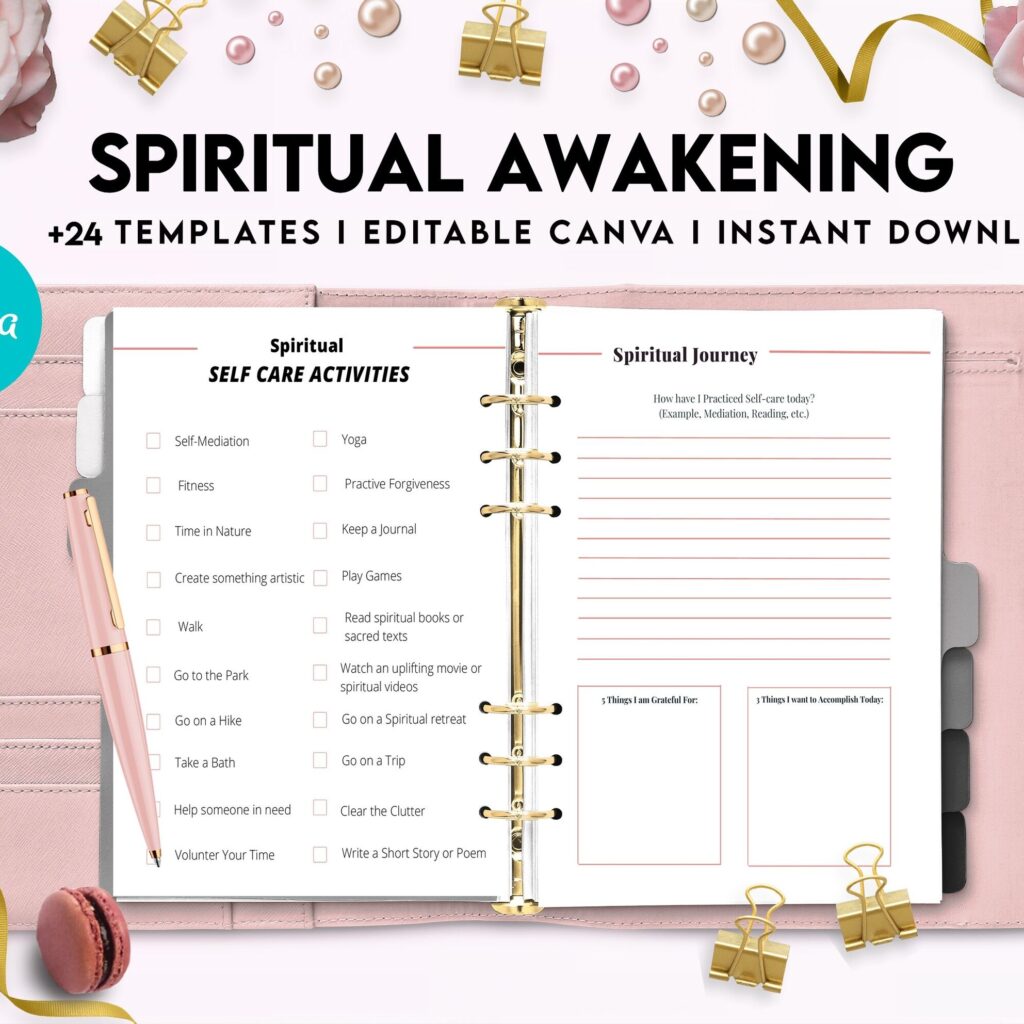 Editable Templates Spiritual Awakening Workbook for Self Discovery, Anxiety, Editable Templates Journalling Prompts, Canva Editable Templates, Kdp interior