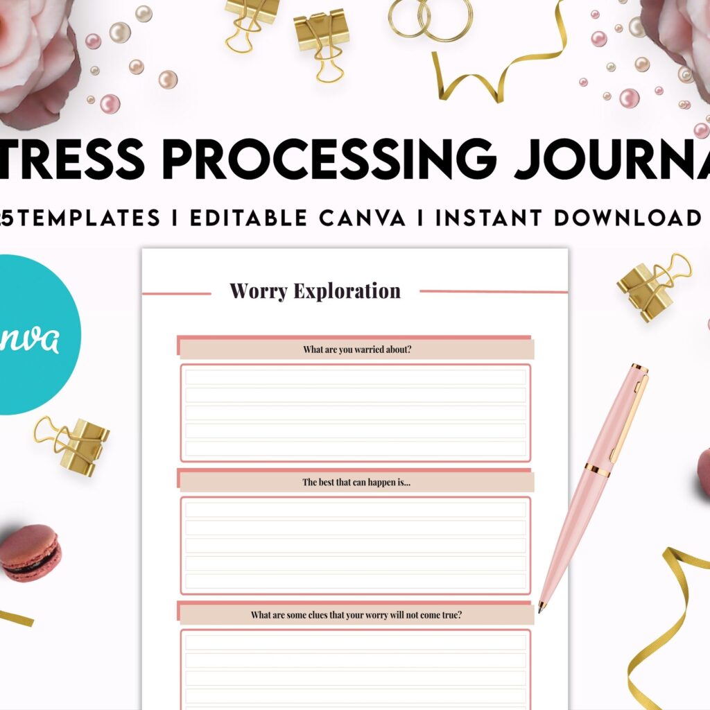 Stress Journal, DBT Distress Tolerance, DBT Skills, Therapy Journal, Mental Health Journal, Stress Editable Templates, Stress Relief, BPD, Anxiety, Canva Editable Templates, Kdp interior