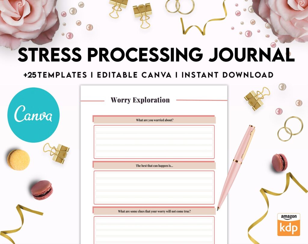 Stress Journal, DBT Distress Tolerance, DBT Skills, Therapy Journal, Mental Health Journal, Stress Editable Templates, Stress Relief, BPD, Anxiety, Canva Editable Templates, Kdp interior