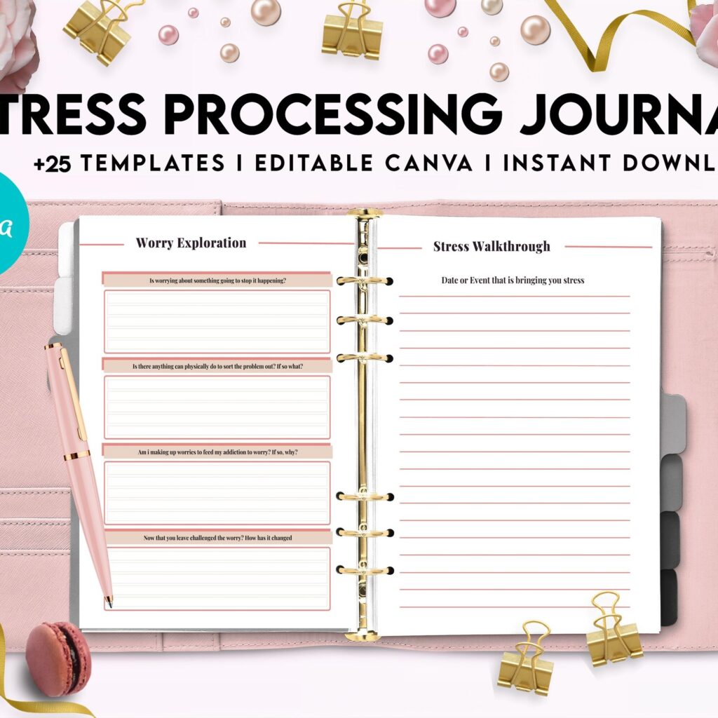 Stress Journal, DBT Distress Tolerance, DBT Skills, Therapy Journal, Mental Health Journal, Stress Editable Templates, Stress Relief, BPD, Anxiety, Canva Editable Templates, Kdp interior